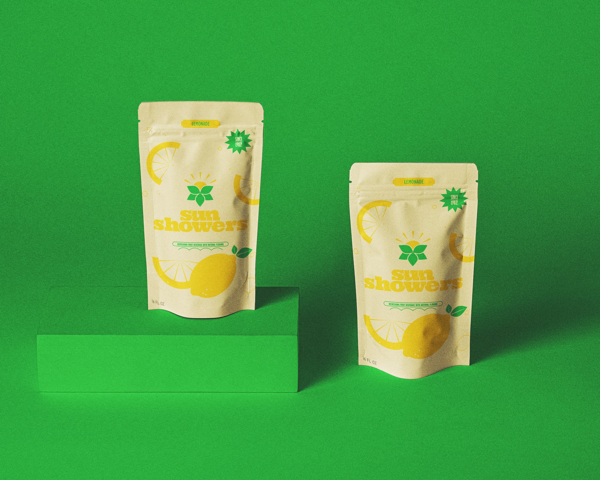 Lemonade juice pouch mockup.