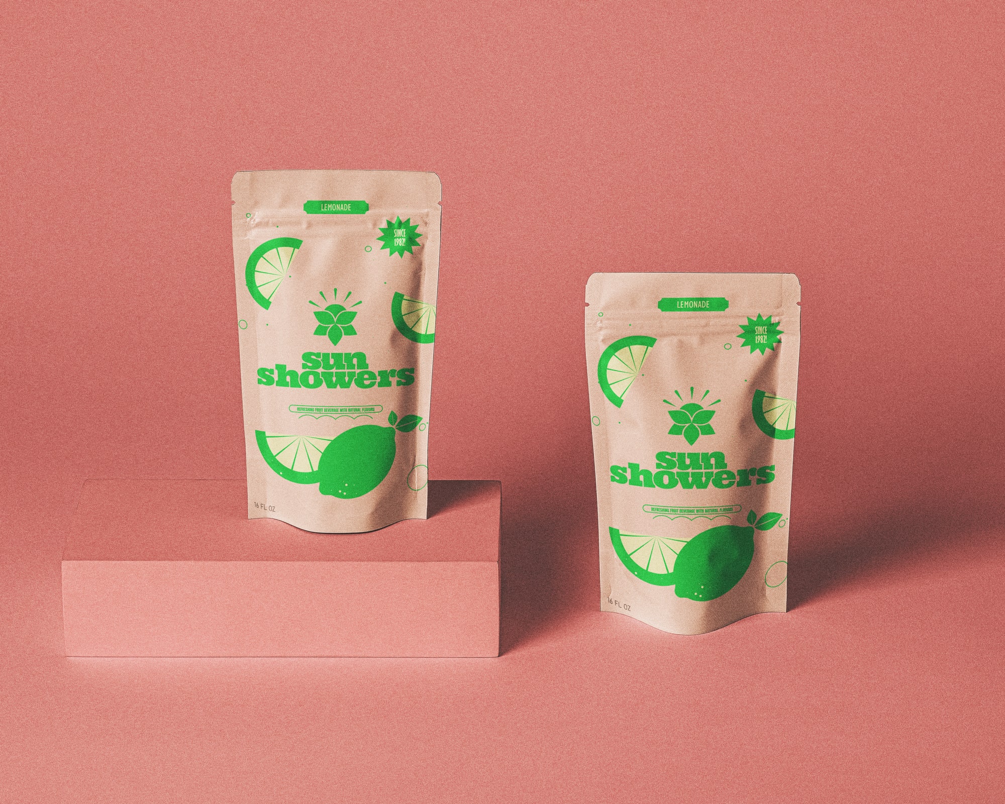 Limeade juice pouch mockup.