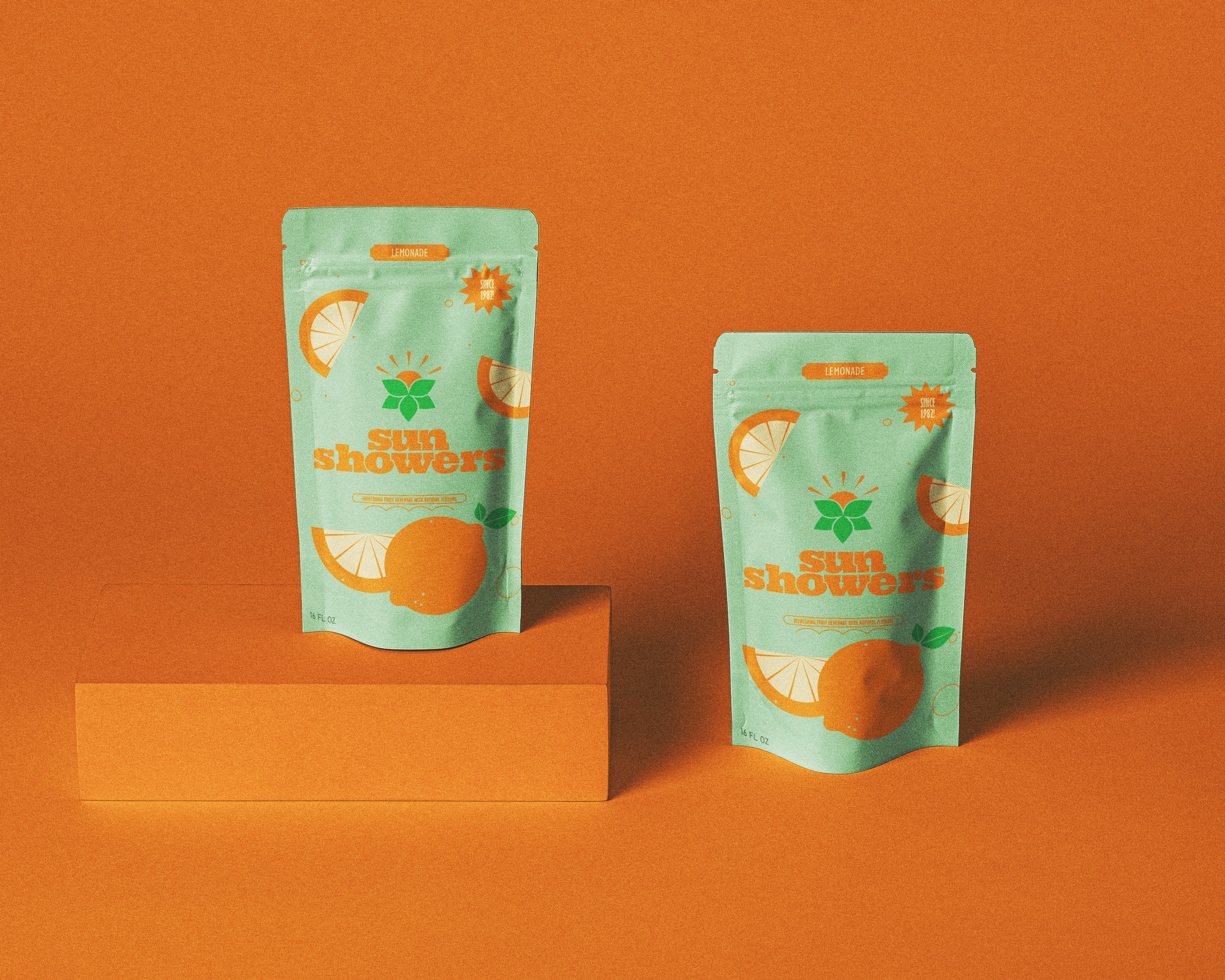 Orangeade juice pouch mockup.