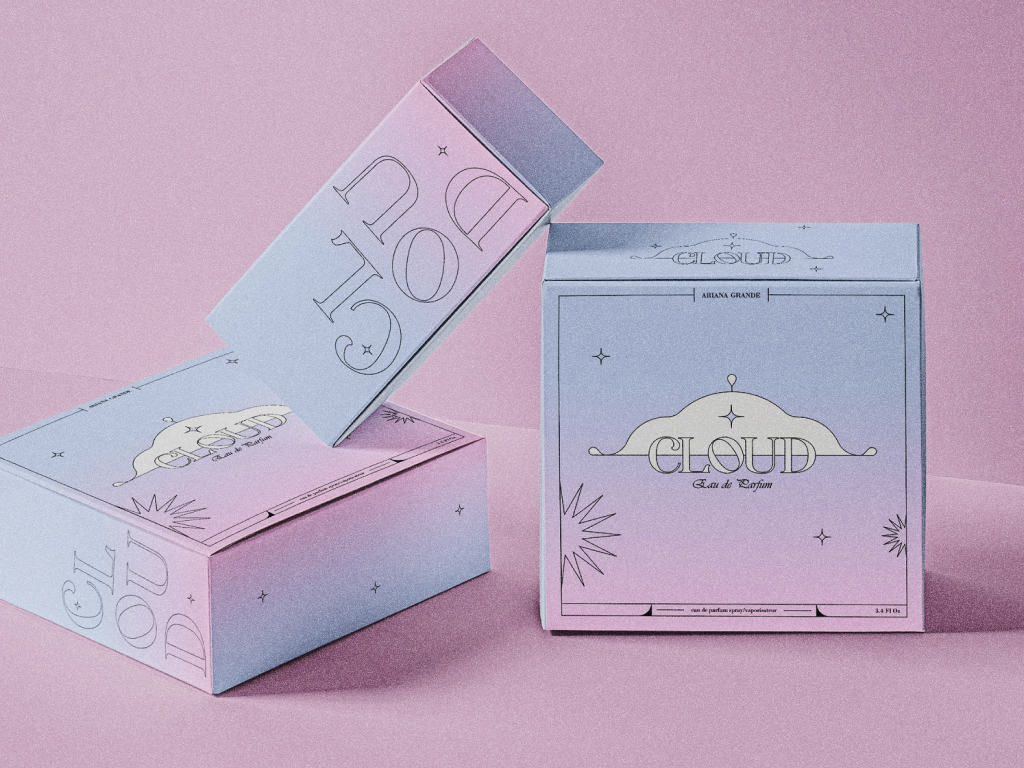 A mockup of the cloud perfume packaging.
