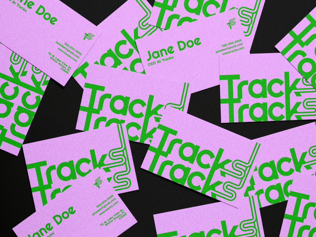 Tracks business card mockups.