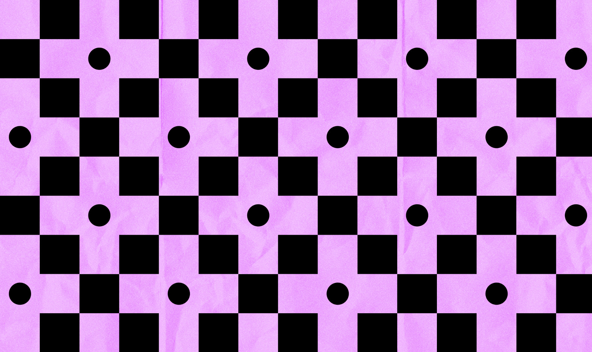 Black and pale pink pattern of pixels and dots.