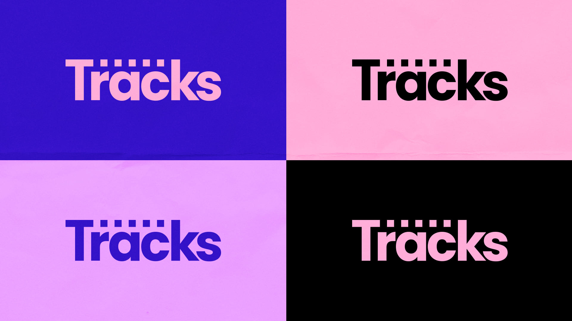 Four logo versions with different color combinations.